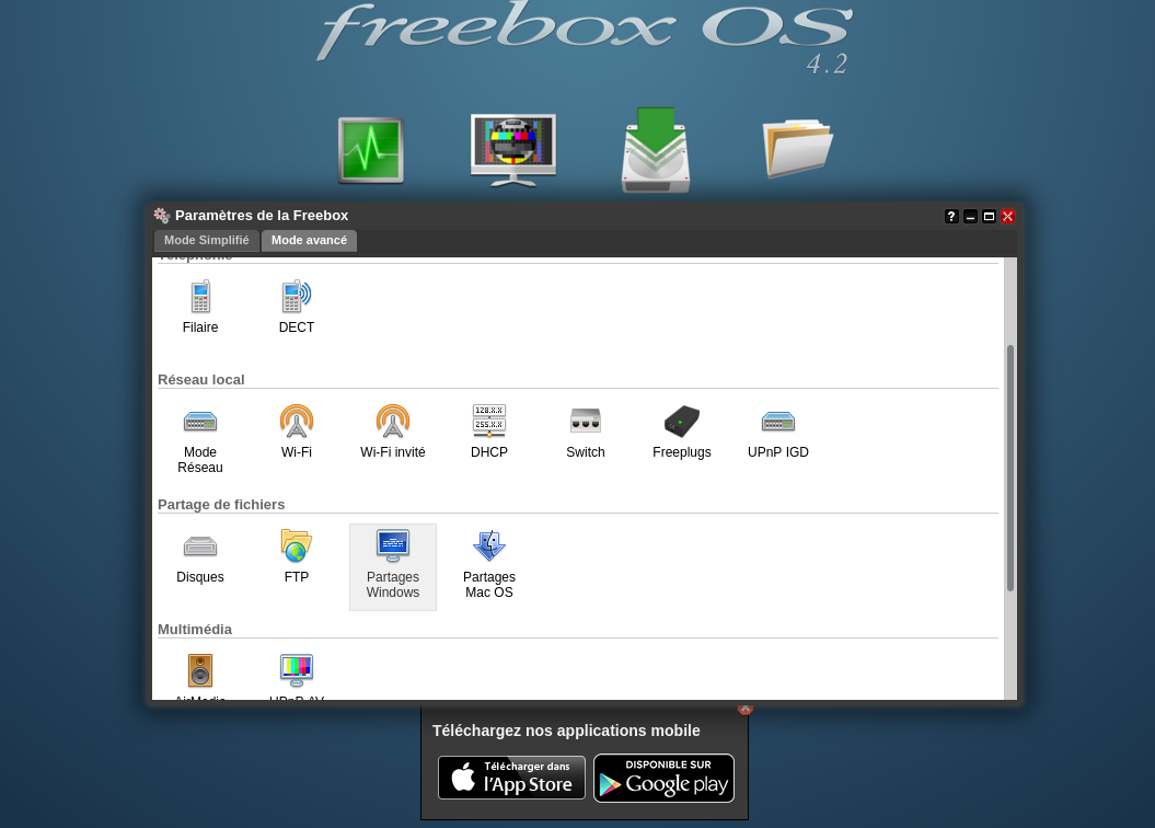 Paramètres freebox